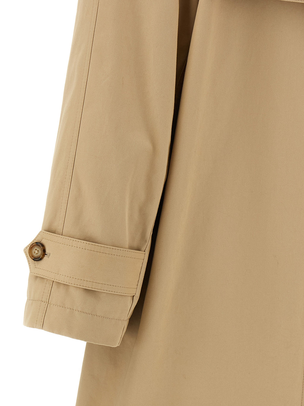 Beige Cotton Double-Breasted Trench Coat