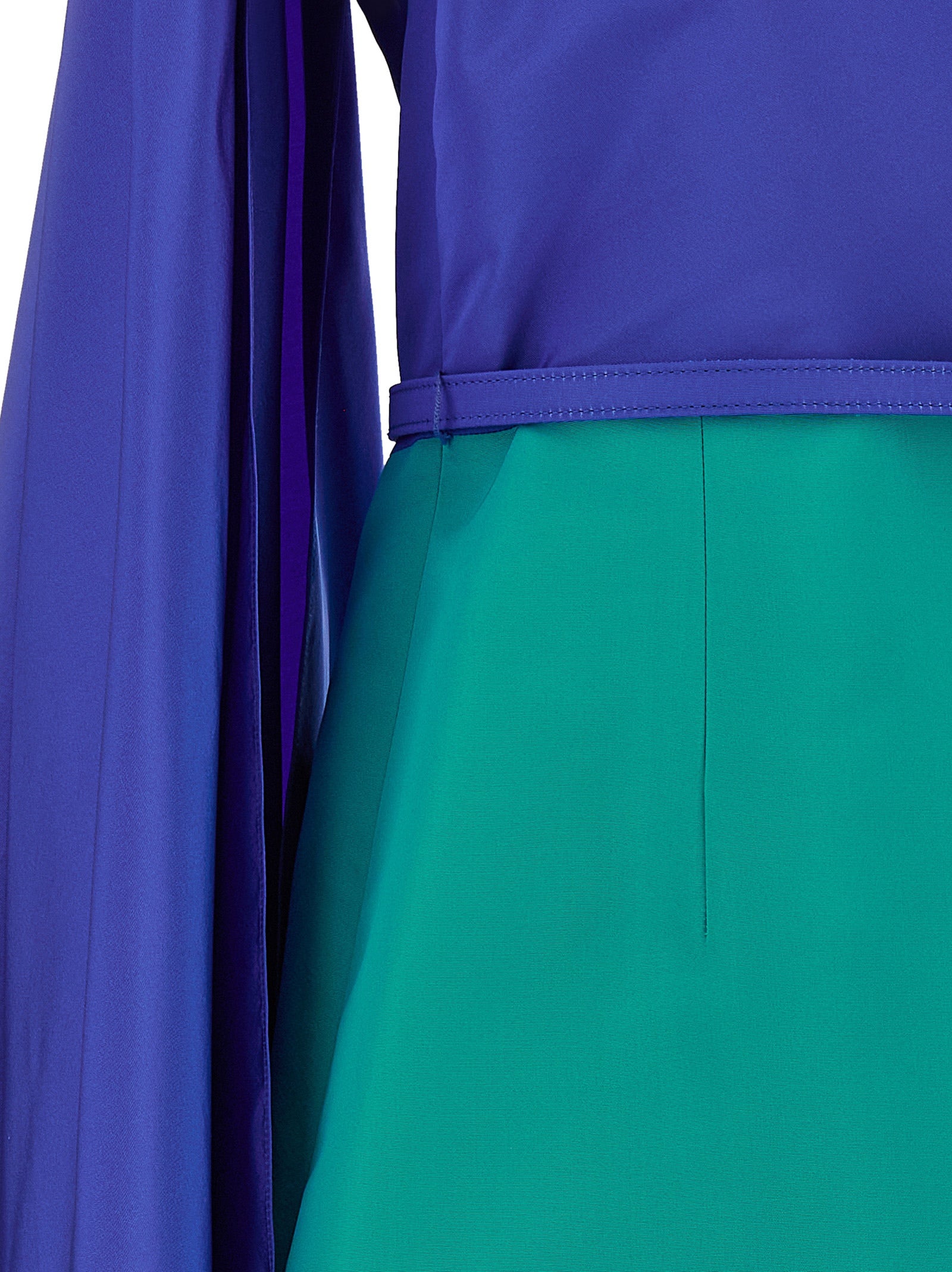 Silk Color Block One-Shoulder Midi Dress
