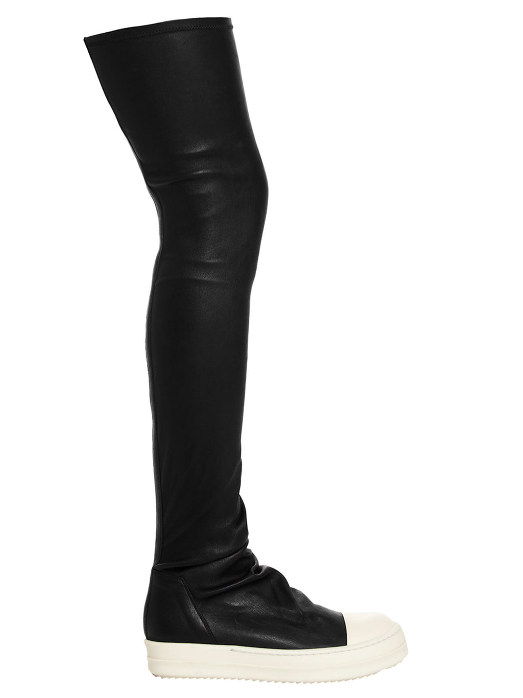 White and Black Cotton Over The Knee Boots