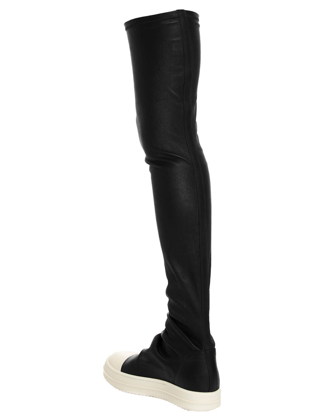 White and Black Cotton Over The Knee Boots