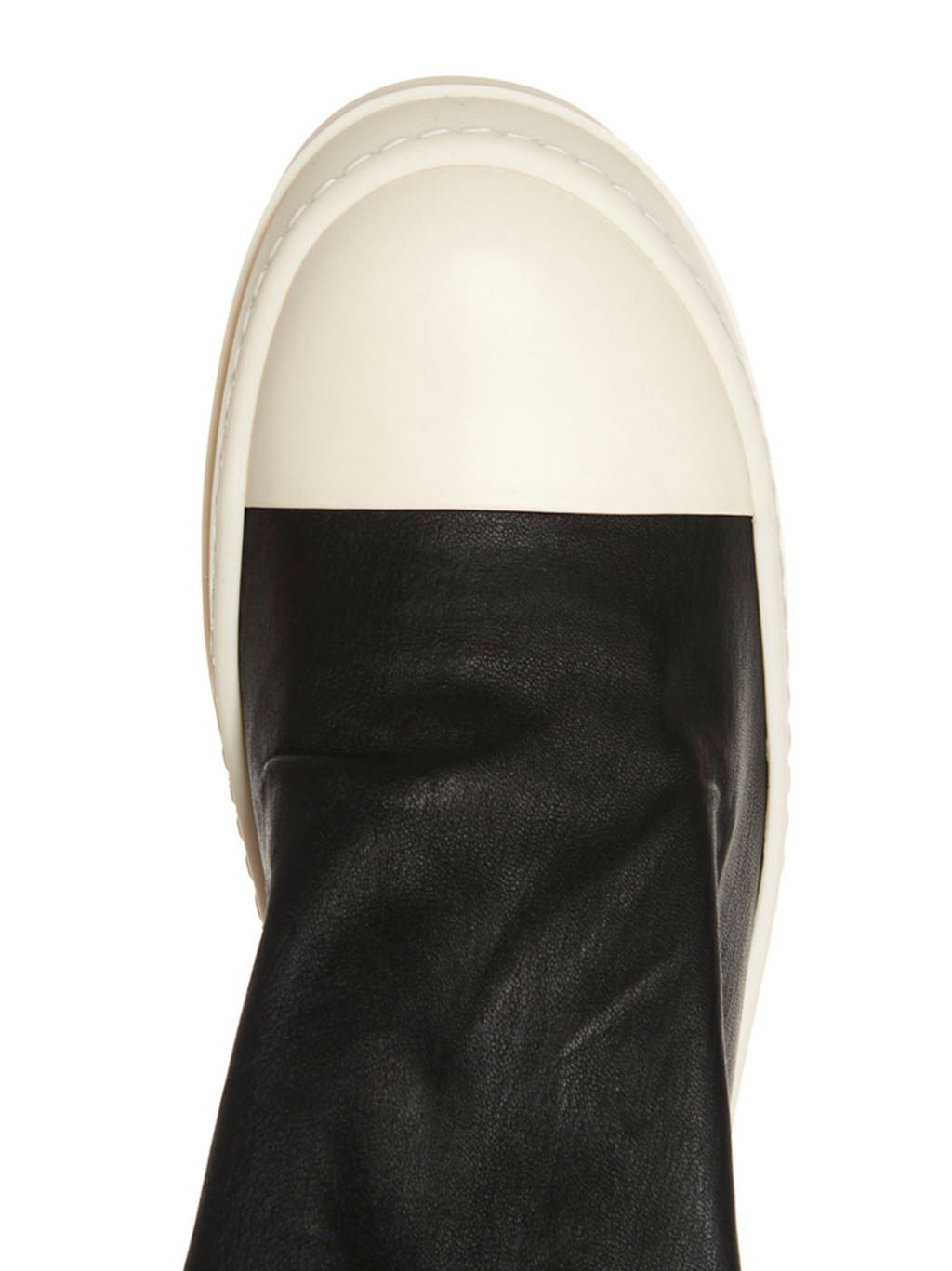 White and Black Cotton Over The Knee Boots