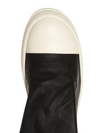 White and Black Cotton Over The Knee Boots