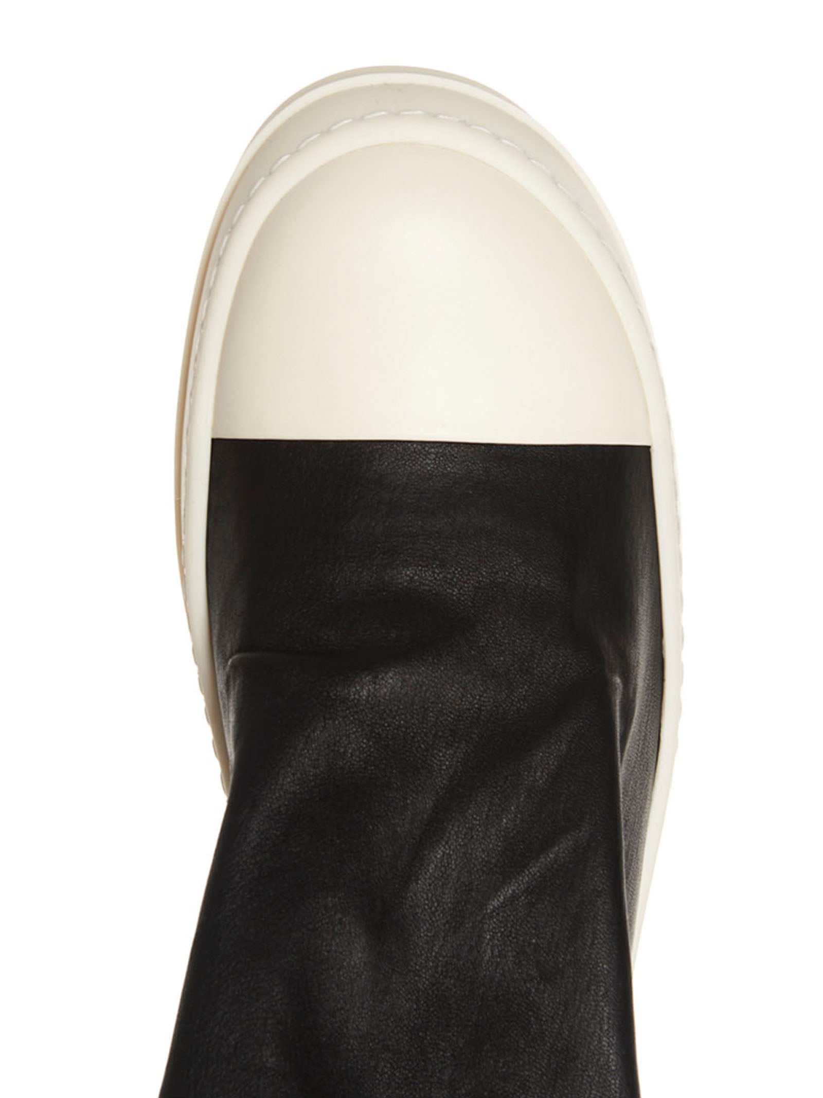 White and Black Cotton Over The Knee Boots