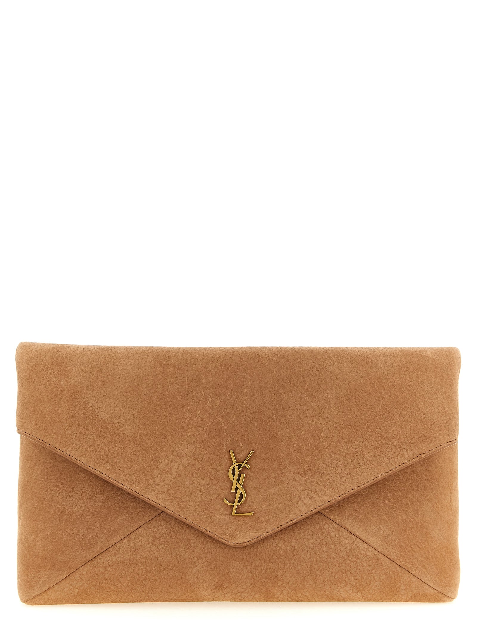 Brown Lamb Leather Maxi Envelope Clutch