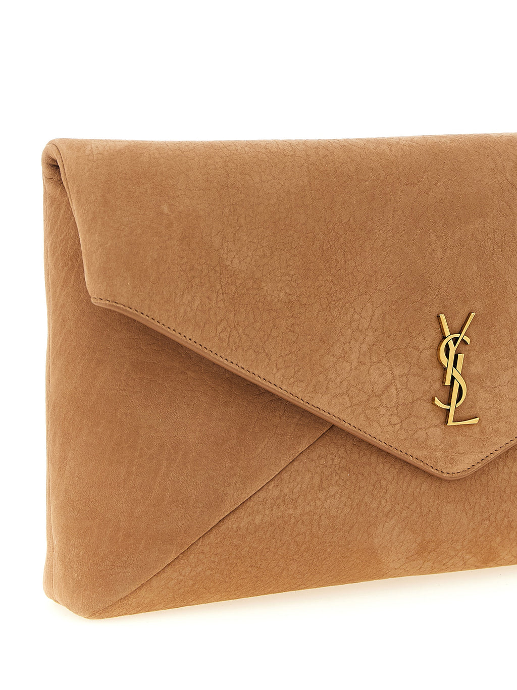 Brown Lamb Leather Maxi Envelope Clutch