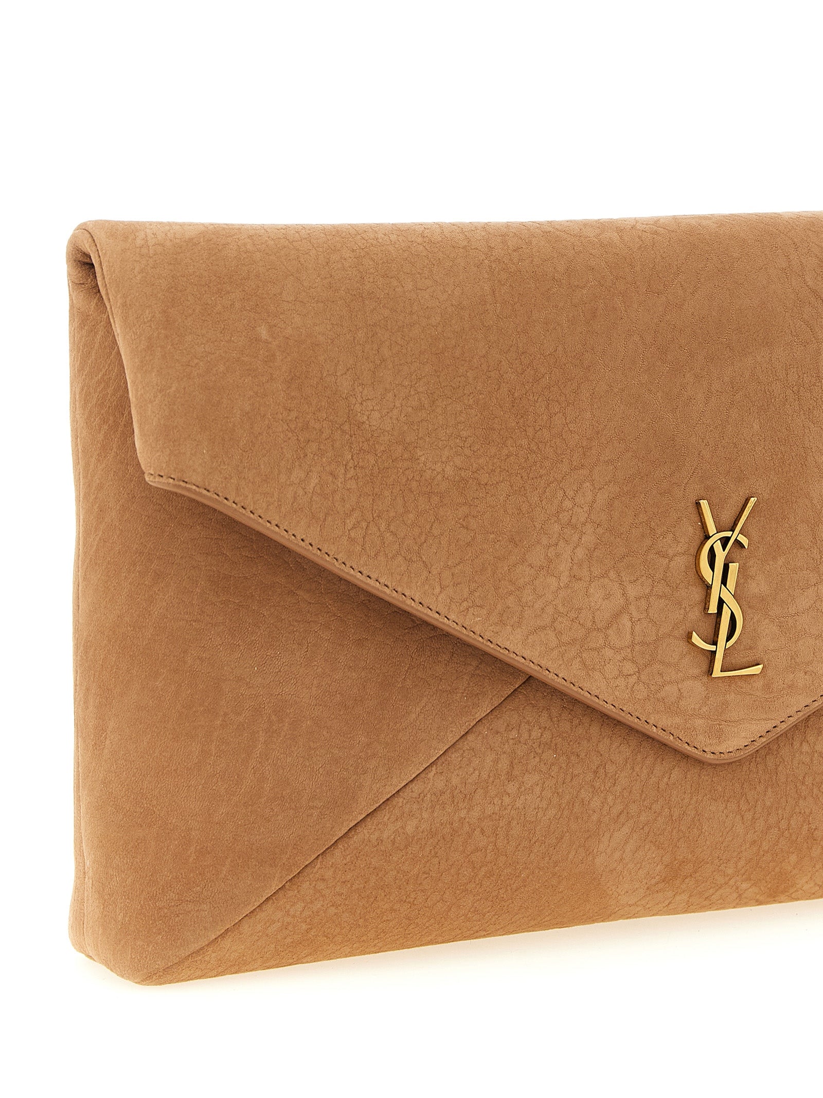 Brown Lamb Leather Maxi Envelope Clutch