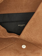 Brown Lamb Leather Maxi Envelope Clutch