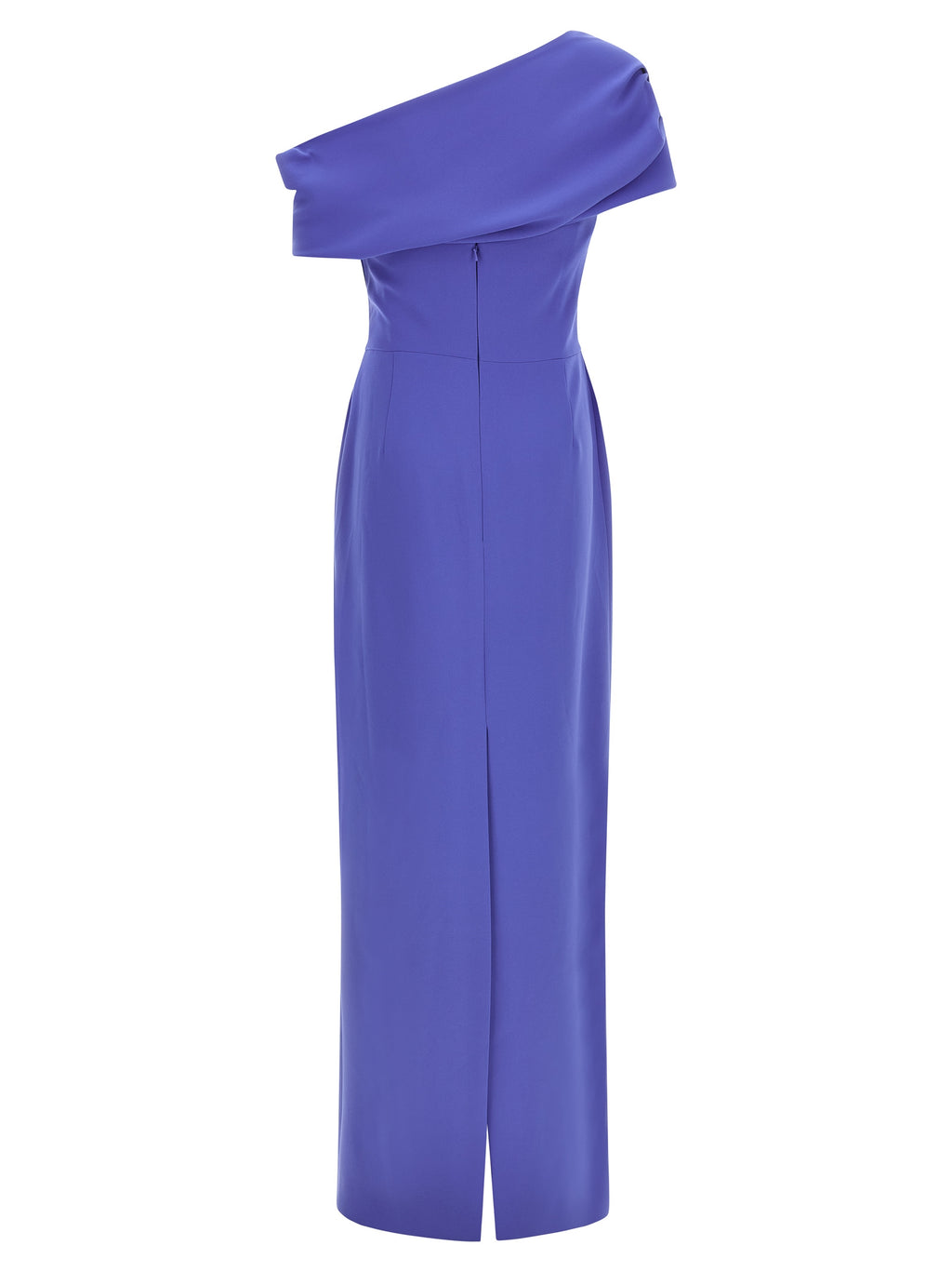 Blue Off-Shoulder Maxi Dress With Removable Shoulder Draping