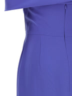 Blue Off-Shoulder Maxi Dress With Removable Shoulder Draping