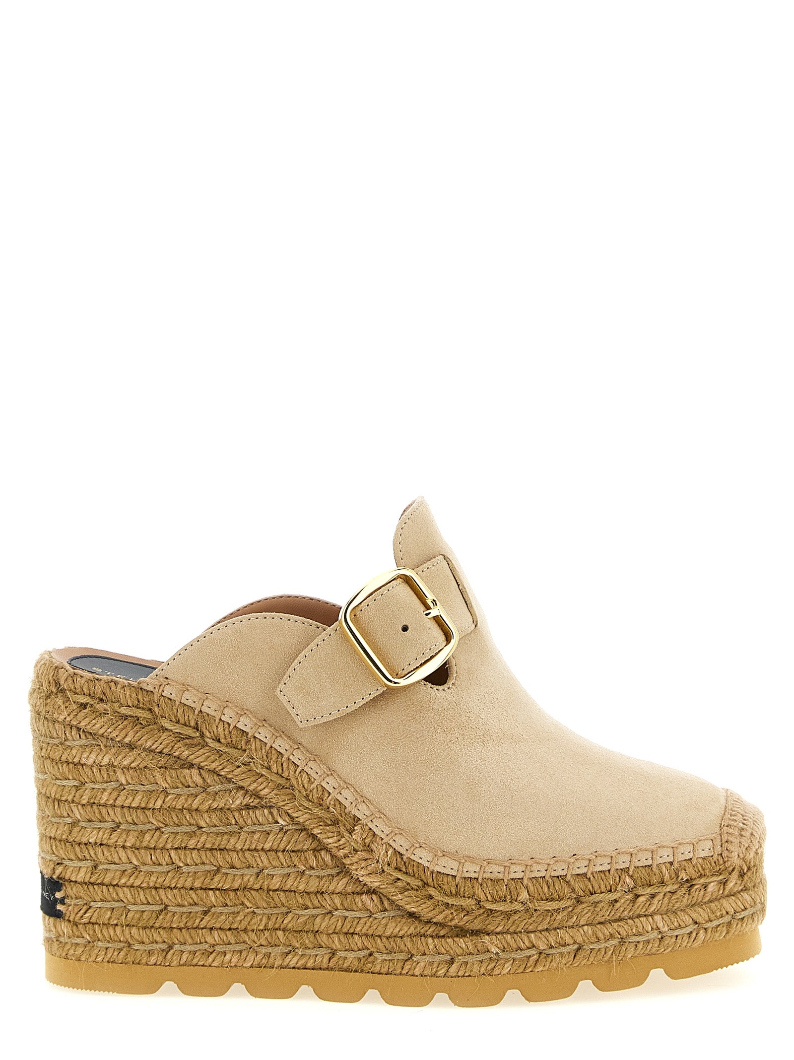 Beige Viscose Wedge Sandals