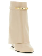 Beige Calfskin Shark Pinch Ankle Boots