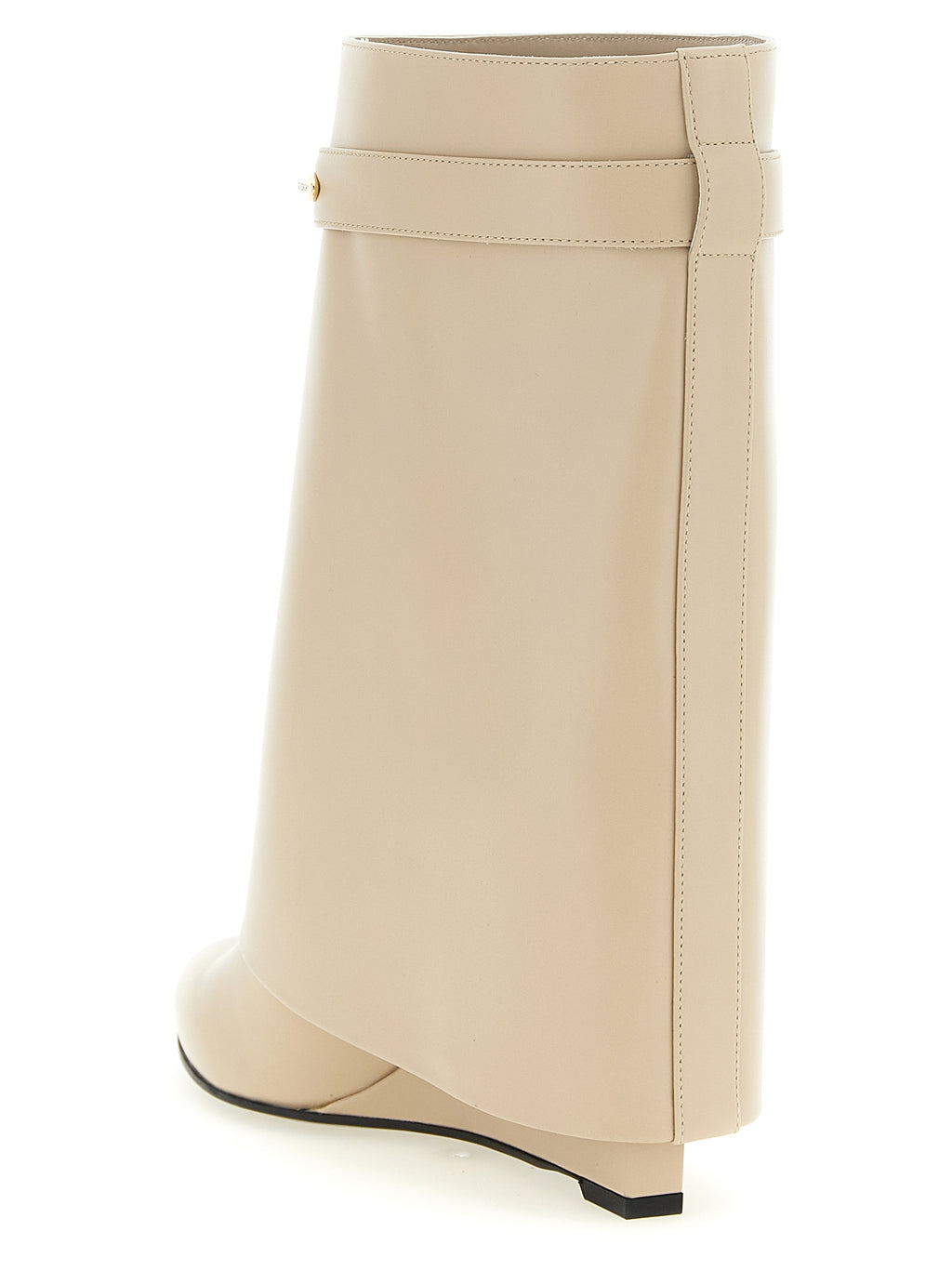 Beige Calfskin Shark Pinch Ankle Boots