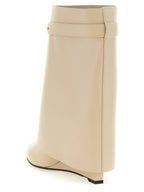 Beige Calfskin Shark Pinch Ankle Boots