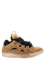 Brown Cotton Chunky Sneakers