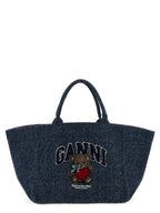 Blue Tweed Denim XXL Bear Tote Bag