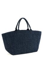 Blue Tweed Denim XXL Bear Tote Bag
