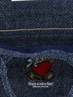 Blue Tweed Denim XXL Bear Tote Bag