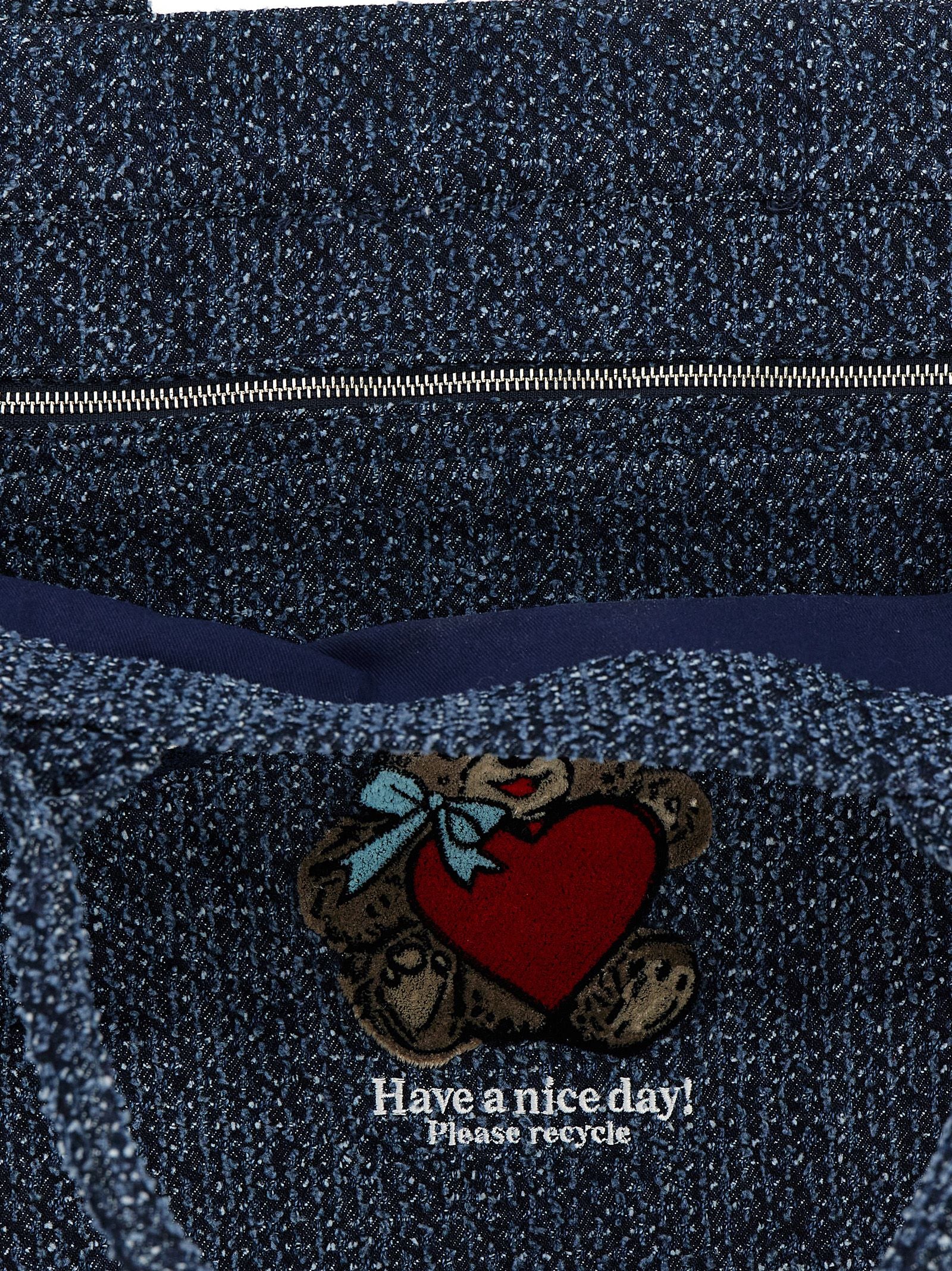 Blue Tweed Denim XXL Bear Tote Bag
