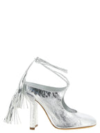 Silver Lamb Leather Stiletto Mules