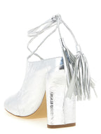 Silver Lamb Leather Stiletto Mules
