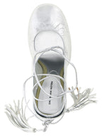 Silver Lamb Leather Stiletto Mules
