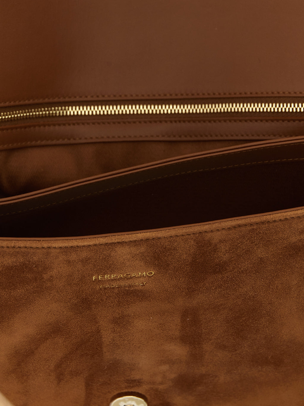 Brown Goatskin Shoulder Bag with Florentine Lily Gussets
