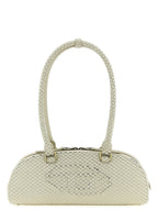 Beige Taipan Embossed Leather Shoulder Bag