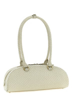 Beige Taipan Embossed Leather Shoulder Bag
