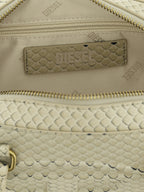 Beige Taipan Embossed Leather Shoulder Bag