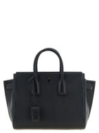 Black Goat Leather Sac De Jour Handbag