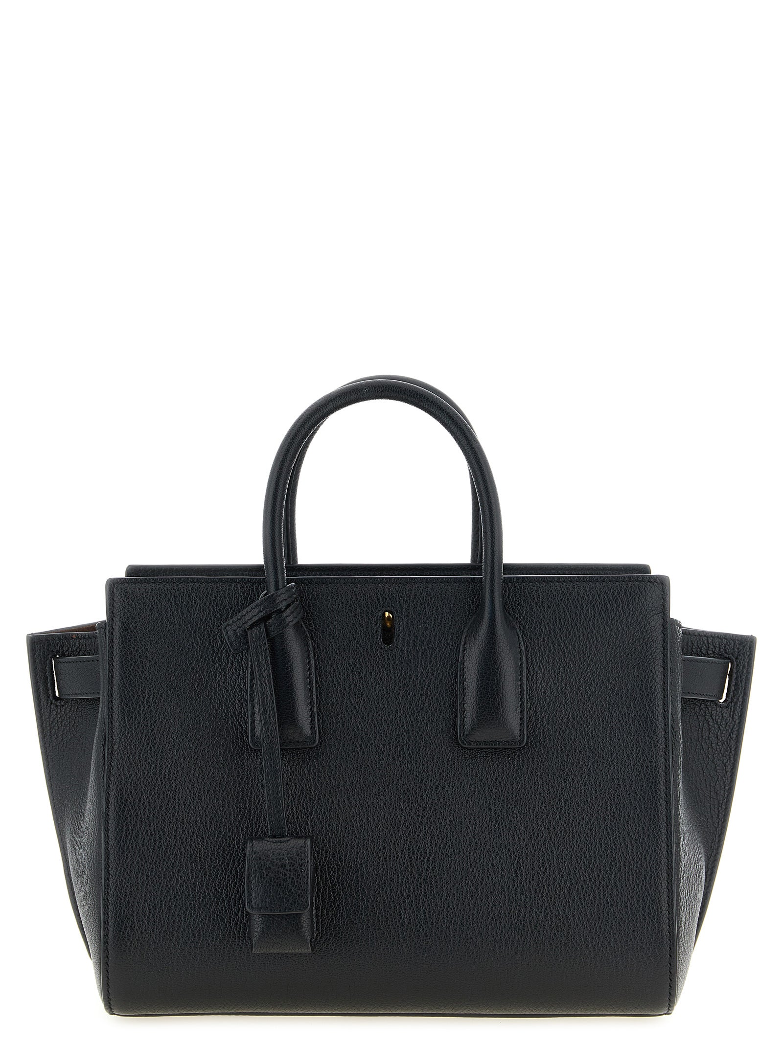 Black Goat Leather Sac De Jour Handbag