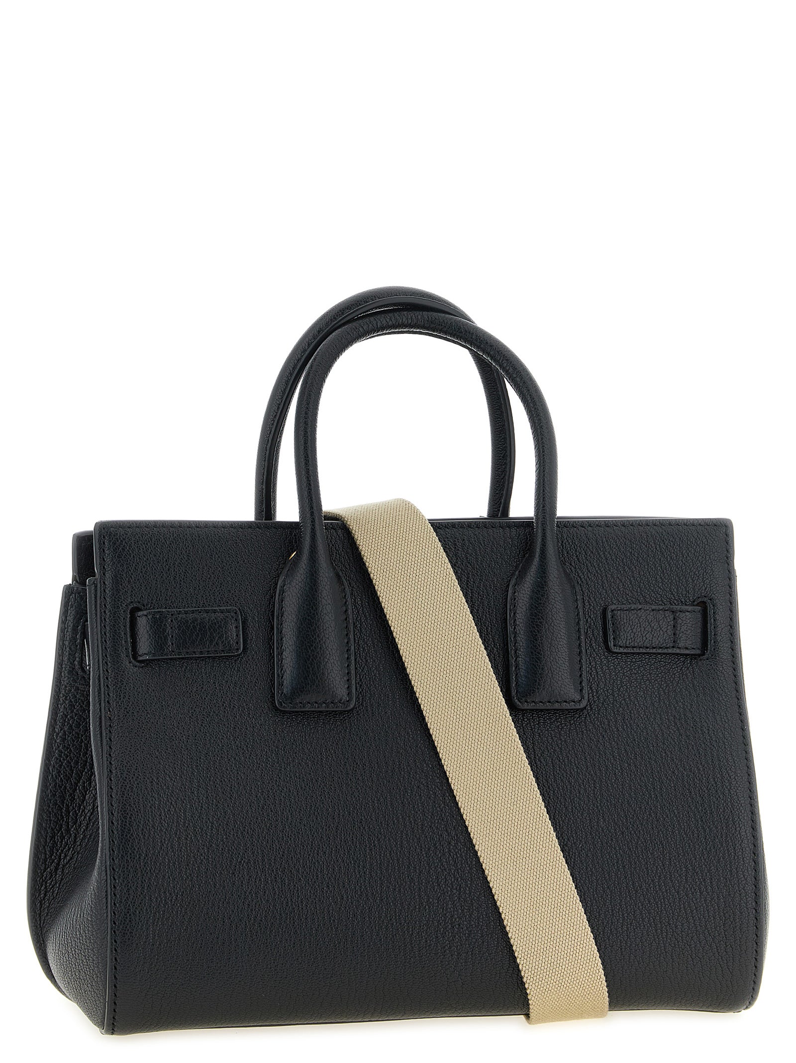 Black Goat Leather Sac De Jour Handbag