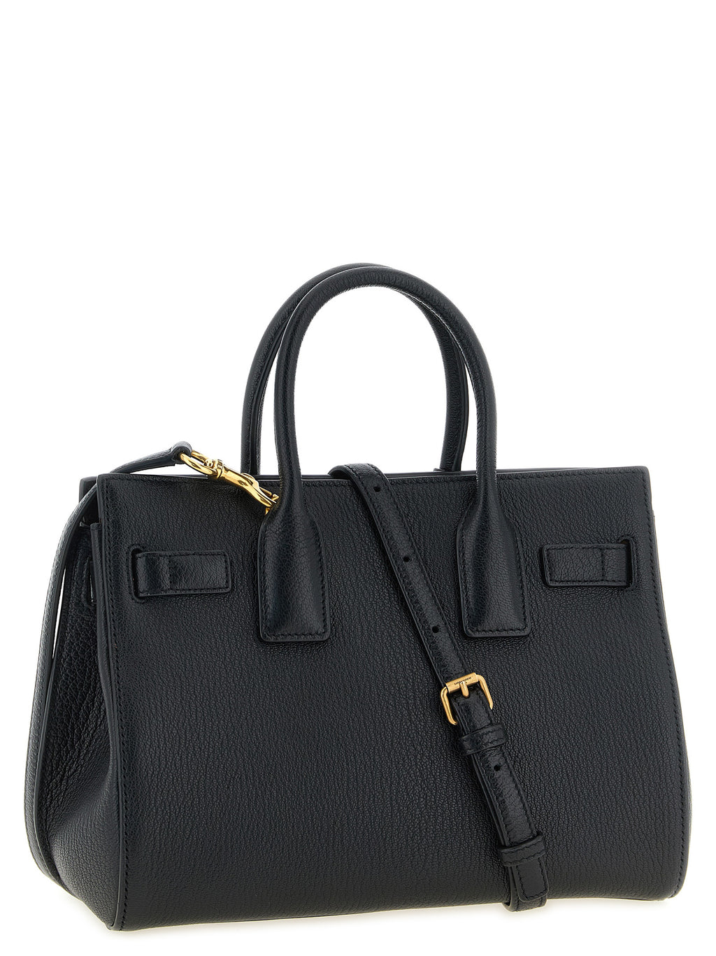 Black Goat Leather Sac De Jour Handbag
