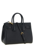 Black Goat Leather Sac De Jour Handbag