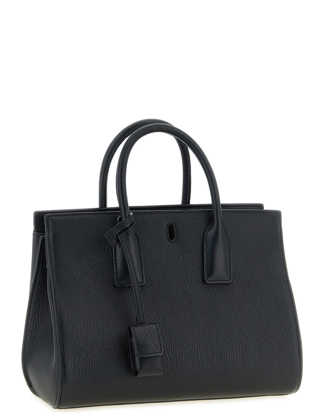 Black Goat Leather Sac De Jour Handbag