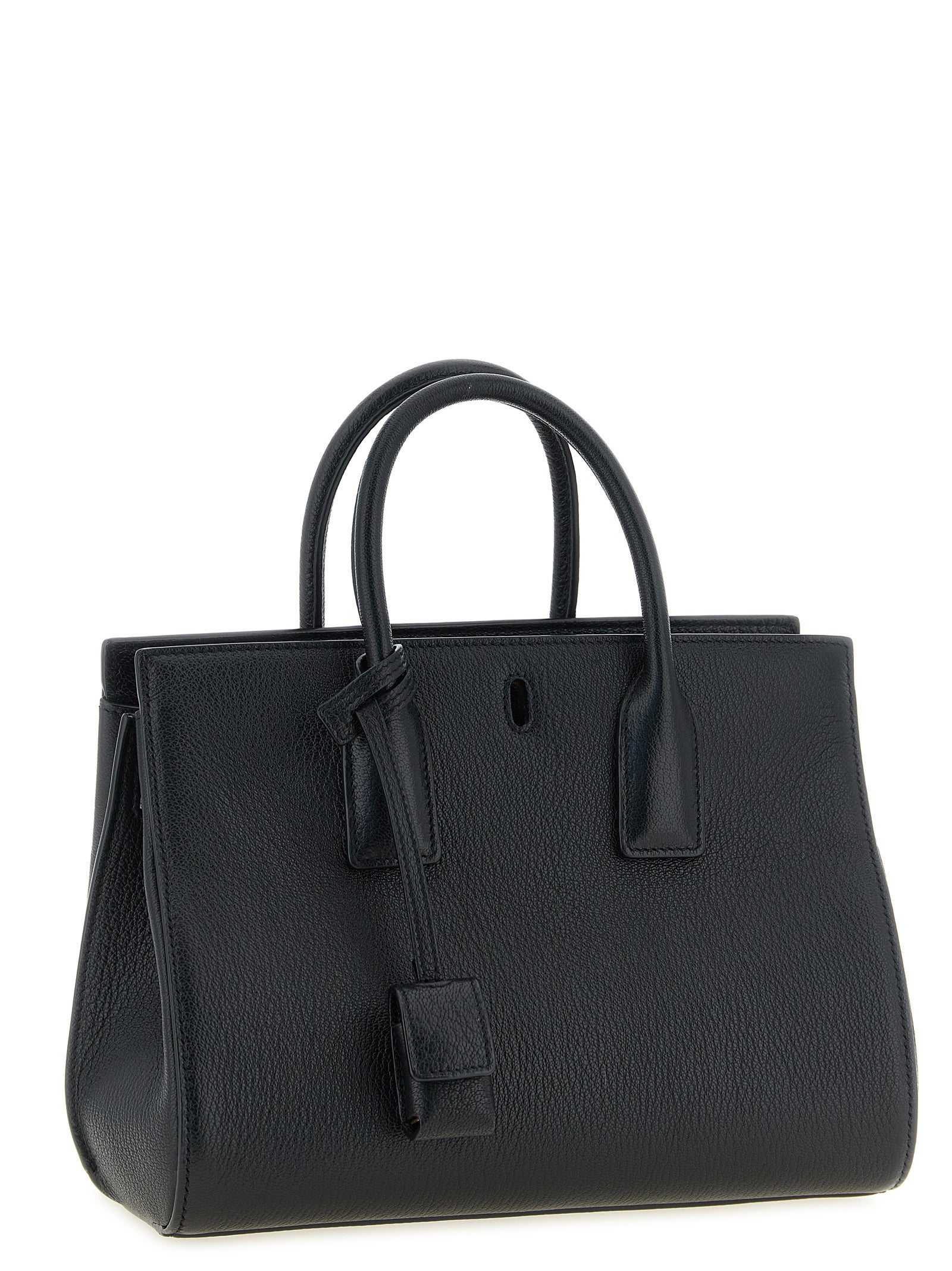 Black Goat Leather Sac De Jour Handbag