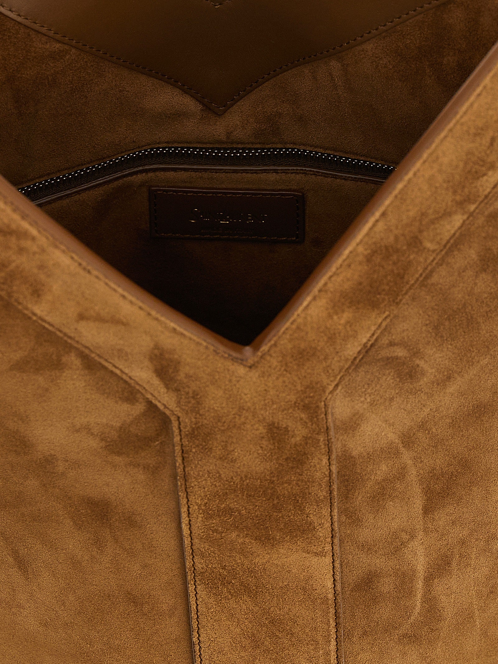 Brown Calfskin Y Long Shoulder Bag