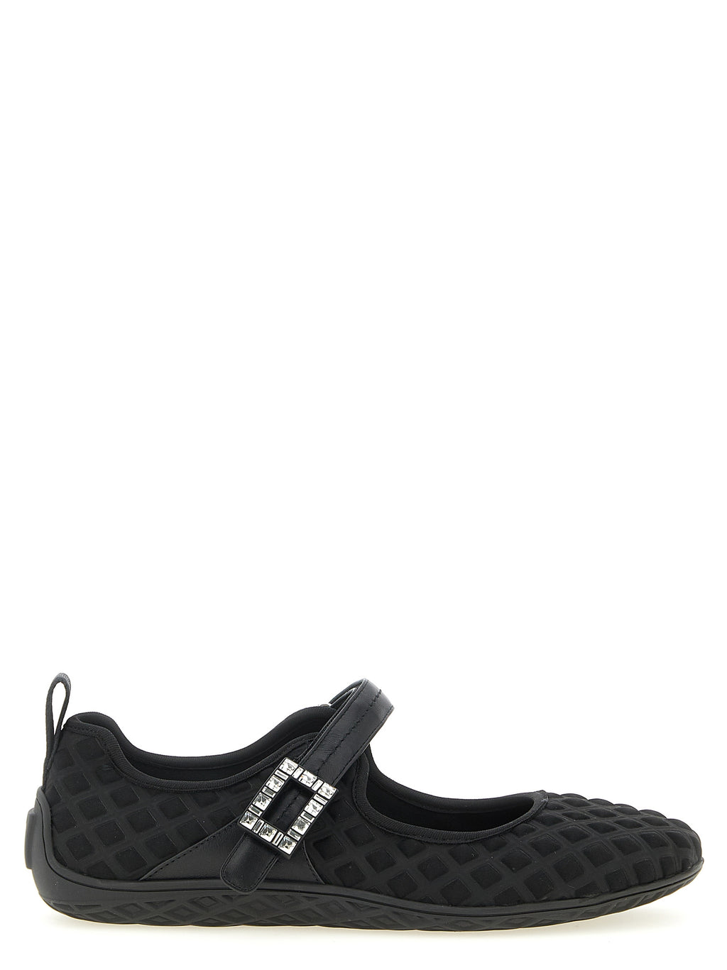 Black Diamond-Print Polyamide Viv Low Ballet Flats