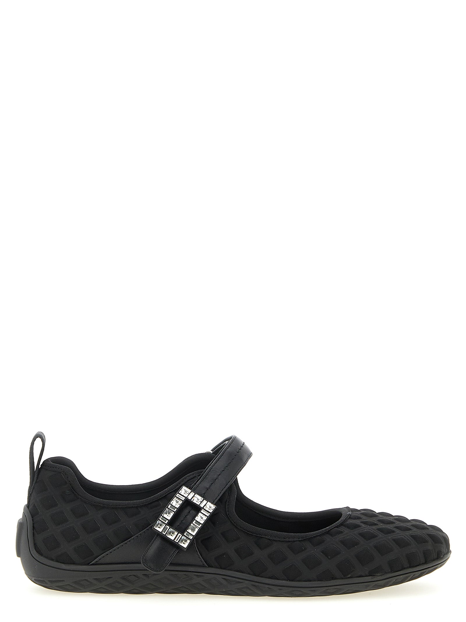 Black Diamond-Print Polyamide Viv Low Ballet Flats