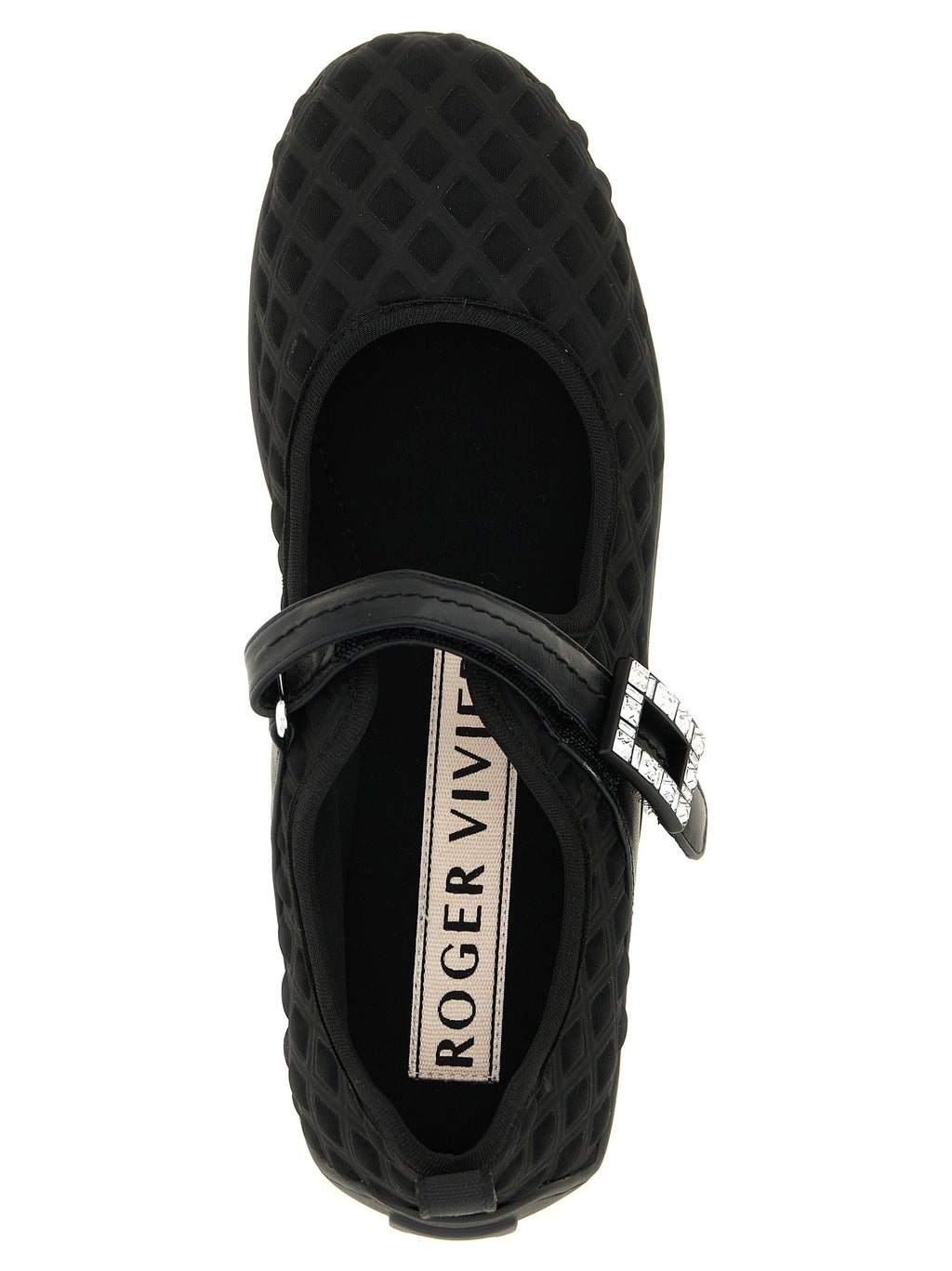 Black Diamond-Print Polyamide Viv Low Ballet Flats