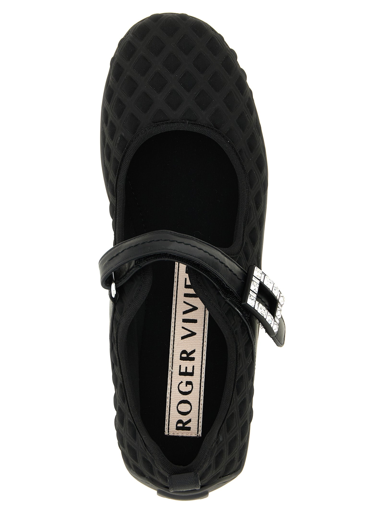 Black Diamond-Print Polyamide Viv Low Ballet Flats