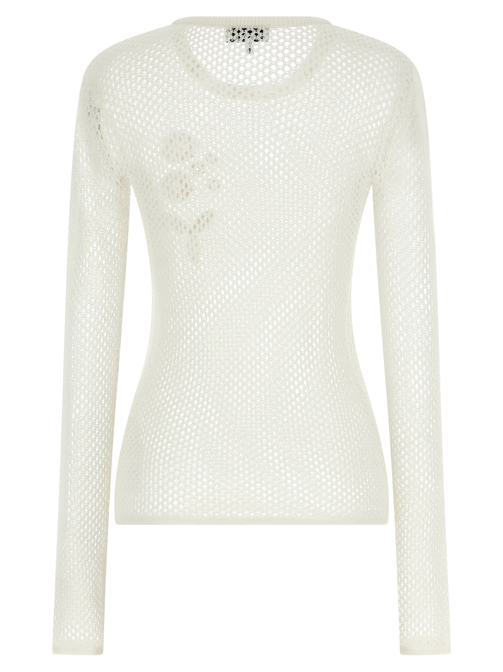 White Cotton Mesh Pointelle Cardigan