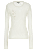White Cotton Mesh Pointelle Cardigan