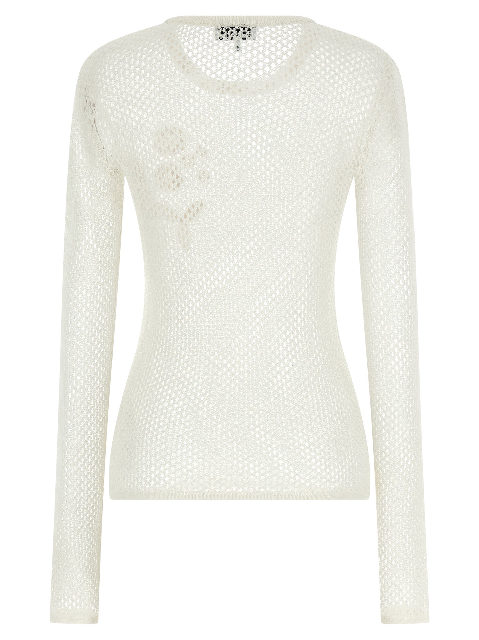 White Cotton Mesh Pointelle Cardigan