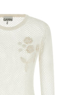 White Cotton Mesh Pointelle Cardigan
