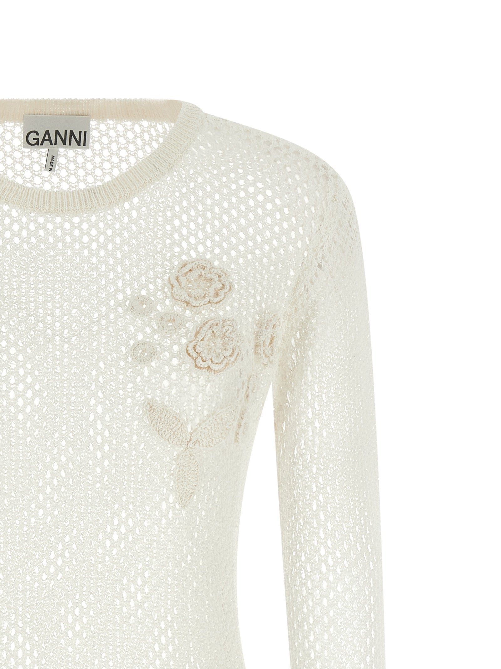 White Cotton Mesh Pointelle Cardigan