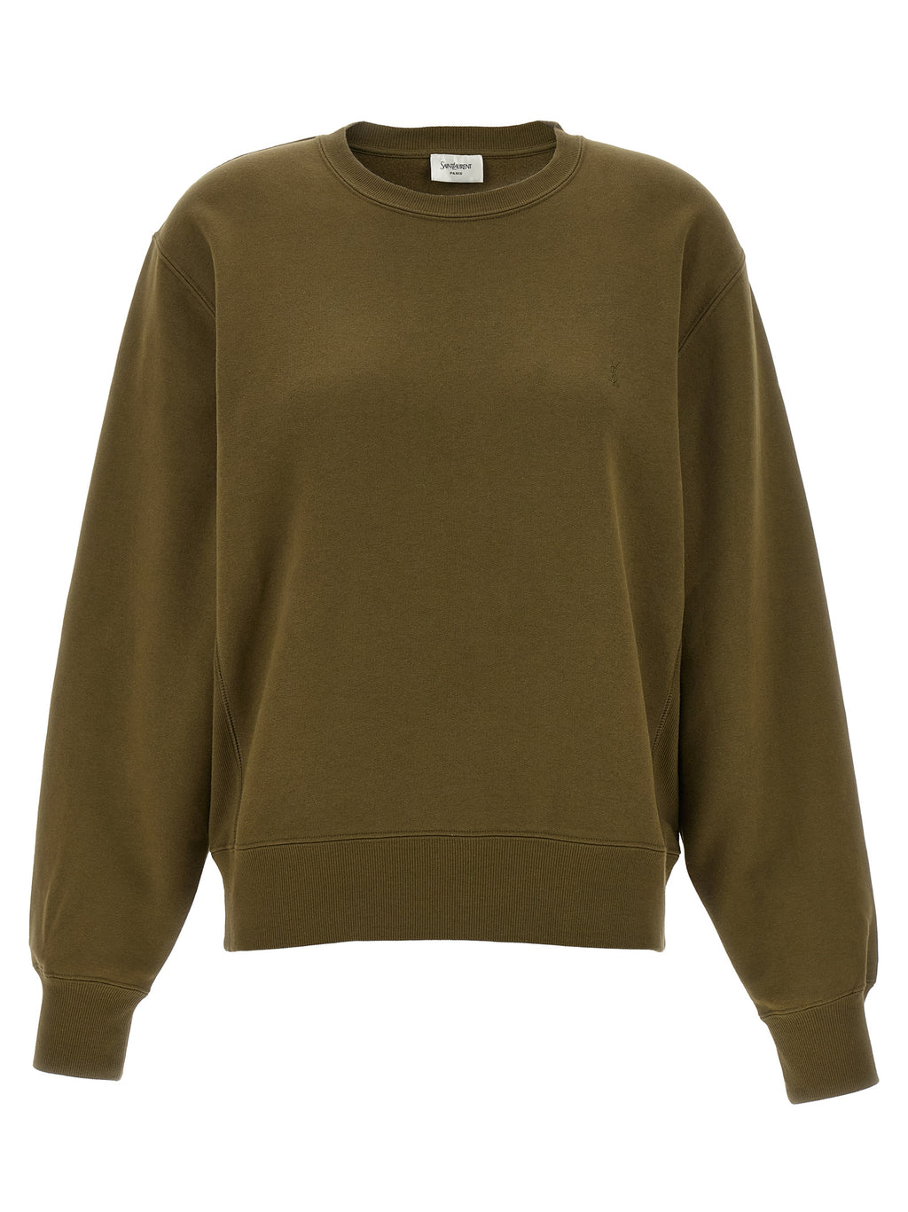 Green Cotton Sweatshirt with Tone‑On‑Tone Cassandre Embroidery