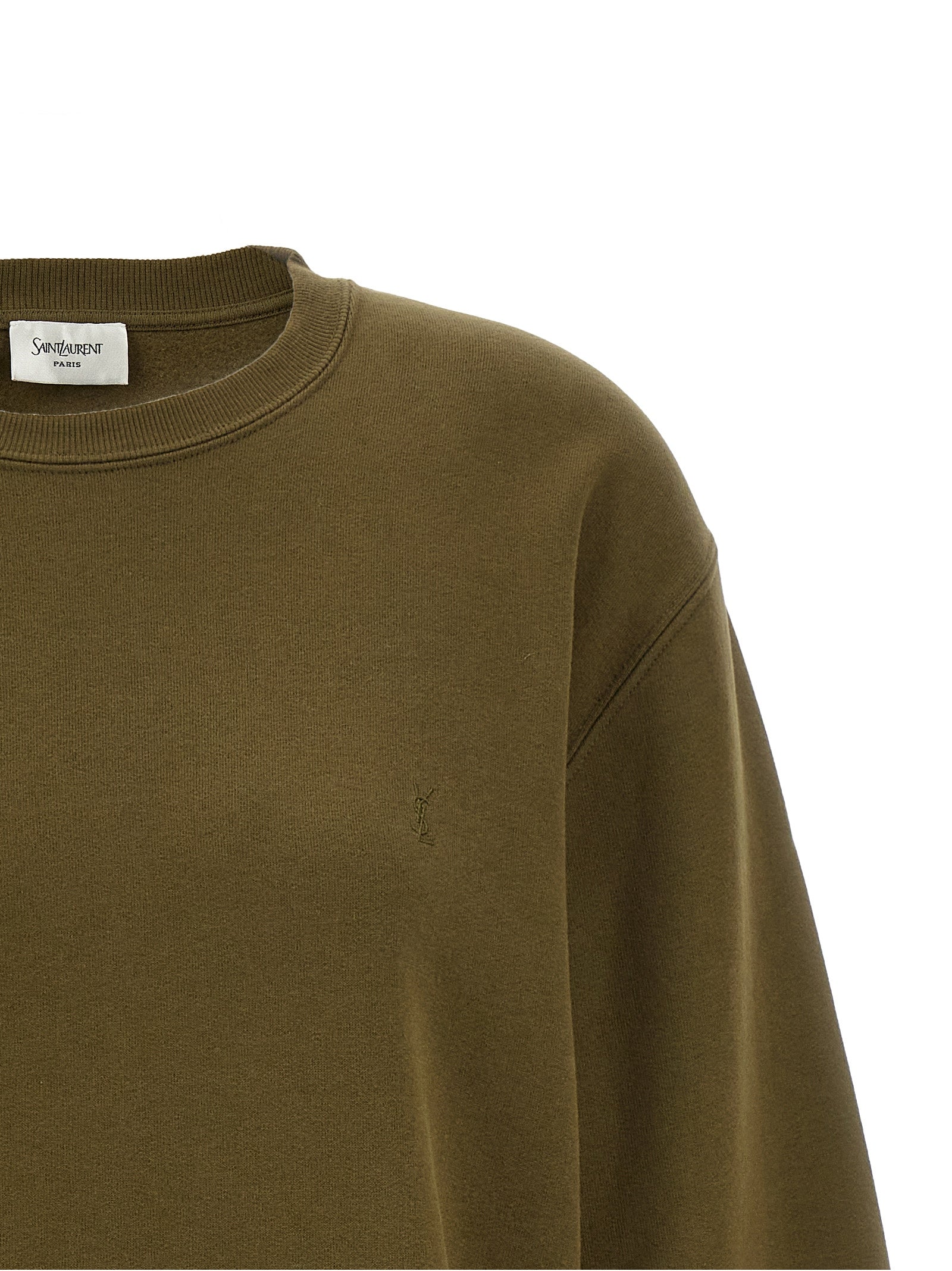 Green Cotton Sweatshirt with Tone‑On‑Tone Cassandre Embroidery