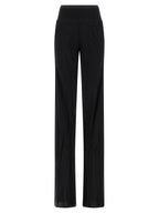 Black Silk Bias Flared Trousers