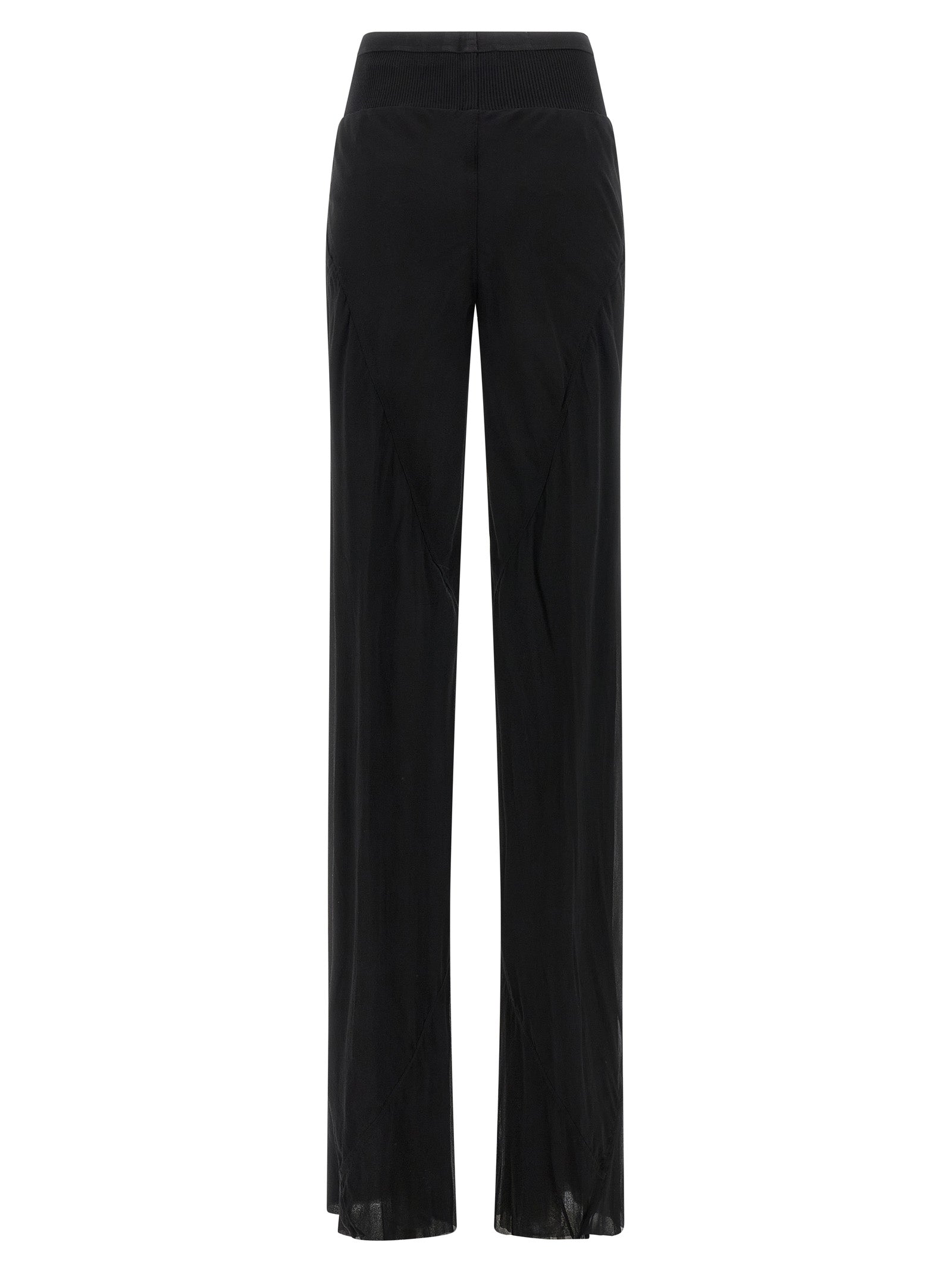 Black Silk Bias Flared Trousers